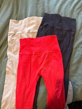 Free People Ribbed Waistband Leggings in Red, Black, Cream